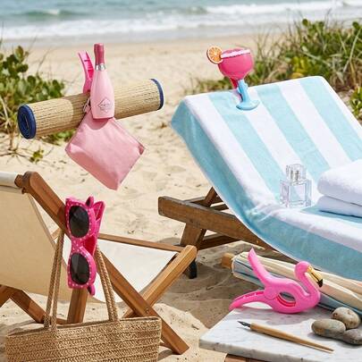 4 pinzas para toallas de playa para sillas de playa, pinzas con forma de flamenco, pinzas para ropa, pinzas decorativas para la playa, pinzas de colores para toallas, pinzas para manteles, ideales para cruceros, patios, playas, piscinas y uso doméstico