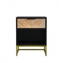 Modern Bedside Table With One Drawer And One Open Compartment, Ideal For Living Room, Bedroom And Hallway, 43 X 40 X 55 Cm, 1 Unit. - Black - View 1