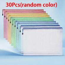 20pcs, 5 Colors, Waterproof A4 Zipper Mesh File Bags, Test Paper Document Storage Bags, Suitable For Travel, School, Board Meetings And Office Supplies, School Supplies - Multicolor - View 8