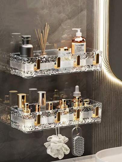1 kệ đựng đồ nhà tắm, kệ treo tường dùng để đựng đồ dùng trong phòng tắm, bàn trang điểm, đồ dùng vệ sinh cá nhân.