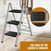 Huini 3 Step Ladder Foldable Step Steel Ladder With Wide Non-Slip Pedal, Step Stool With 150 Kg Capacity, Home, Pantry, Indoor And Outdoor Use - 3-step Steel Ladder - View 7