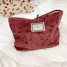 Cosmetic Bags For Women Makeup Bag Large Capacity Purse Travel Toiletry Zipper Storage Pouch Make Up Brushes Organizer For Gifts Dark Red Rose - 深紅色 - 查看 2