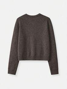 Long Sleeve Ribbed Knit Cropped Cardigan For Women, Button Down Crop Top For Street Style & Layering Outfits,Women Sports Jackets,Spring Outfits For Women,Summer Outfits For Women,Summer Clothes,Beachwear,Vacation Outfits Women,Vacation Essentials - 棕色 - 查看 6