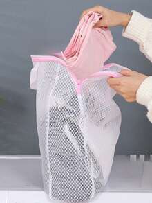 Durable Rectangular Laundry Bag, Made Of Woven Polyester Honeycomb Mesh With Zipper And Handles, Great For Socks, Underwear And Travel Clothes - View 4