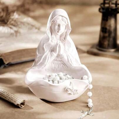 1 tượng Đức Mẹ Maria thủ công, làm bằng nhựa, hoàn hảo để trang trí bàn làm việc, tủ rượu, phòng khách hoặc phòng cầu nguyện.