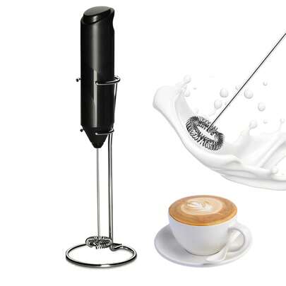 1 Peça Espumador de Leite Elétrico Portátil (Bateria Não Incluída), Espumador de Leite Elétrico Portátil com Base, Adequado para Café, Cappuccino, Latte, Milkshake, Matcha, Chocolate Quente, Casa e Escritório, Mini Misturador de Bebidas, Utensílio de Cozinha