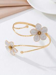 1 pièce Bracelet pour femme en forme de fleur à cinq pétales, bijou floral aux couleurs inégales - Forme de fleur - Voir 2