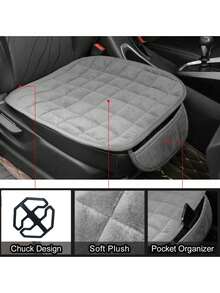 Car Seat Cover, Luxury Plush 4-Season Universal Seat Cushion Cover For Sedan Bottom Seats, Front & Rear Comfortable Protective Cover For SUV, Non-Slip Rubber Bottom With Storage Pocket, Auto Accessories - Car Bottom Seat Cover - View 11