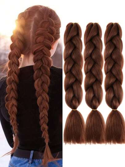 60cm 3Packs Jumbo Braiding Hair Pre Stretched For Women Hair Extensions Box Braids Soft Synthetic Yaki Braid Hairpiece Brown