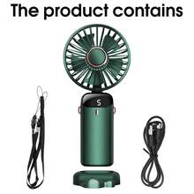1200mAh Rechargeable Handheld Portable Mini Electric Fan, 90 Degree Foldable Desktop Fan, 5 Wind Speed Levels, LCD Display, Halter, Super Quiet, Pocket Size For Indoor And Outdoor Use - Multicolor - View 15