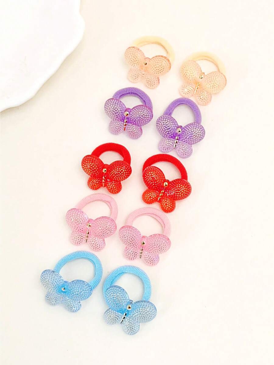 10pcs/Set Cute Ombre Glitter Ball Hair Scrunchies, Colorful Elastic Hair Ties For Daily Hairstyles - Multicolor - View 1