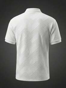 男士休闲提花 Polo 衫，适合日常通勤和春夏穿着 - 白色 - 查看 2