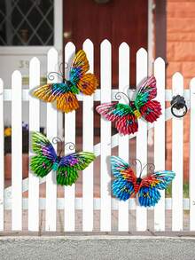 Décoration extérieure papillon doré métallique, papillon en fer avec crochet, peint par pulvérisation et résistant à la rouille, convient pour le balcon, le jardin, la clôture, la cour, la décoration murale - Type B - Voir 10