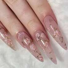 1 Stück Vintage rosa blühende Rose 2D Nail Art Aufkleber, selbstklebende Nageldekoration Nagelaufkleber - Graublau - Übersicht 2