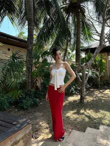 性感蝴蝶结吊带背心，可叠穿或单穿，甜美又性感的夏日穿搭 - 白色 - 查看 7