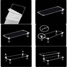 Transparente Estante de Soporte Acrílico 4 Niveles Elevadores para Exhibición Organizador de Perfumes Elevadores de Acrilico para Decoración y Organizador para Joyas Colecciones Pasteles Dulces Postres Muñecas Móviles y Figuras - Transparente - Ver 3
