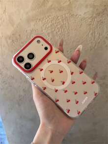 Funda de teléfono magnética con diseño de cerezas en estilo Y2K, adecuada para iPhone 17 Pro Max, 17 Pro, 17, 16 Pro Max, 16 Pro, 16, 15 Pro Max, 15 Pro, 14 Pro Max, 14 Pro, 13, 12 Pro Max, 11, 16, 15, 14 Plus, cubierta protectora brillante y de lujo con carga inalámbrica y resistente a caídas - cereza - Ver 4