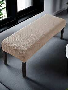 1 Stück abstrakte karierte Bankabdeckung, Jacquard-Stretchstoff, moderner minimalistischer Stil, dick, strapazierfähig, fleckenabweisend und kratzfest, geeignet für Zuhause, Büro, Bank, Klavierhocker, Stuhl usw. - Khaki - Übersicht 7