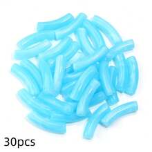 30pcs Tie Dye Acrylic Curved Tube Beads Mix, Fashion Jewelry Making DIY Beads, Spacer Beads For Women Necklace Bracelet Craft Decoration Accessories - Bent Tube - View 10