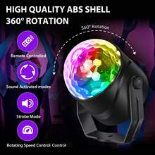 2pcs RGB Party Lights With Remote Control, 7 Modes Disco Ball Strobe Lights For DJ, Home Dance, Birthday, Wedding, Karaoke And Club Atmosphere - Black - View 6