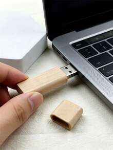 BIYETIMI 64GB/128GB 木纹U盘，椭圆形U盘，32GB迷你创意U盘，8GB记忆棒，礼品U盘 - 黃色 - 查看 5