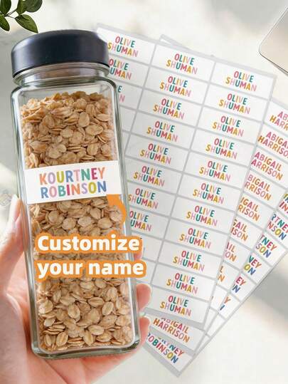 1-240 nhãn tên tùy chỉnh - Nhãn dán chữ cá nhân hóa và thẻ tên không cần ủi. Có khả năng chống nước và dầu, màu chữ sống động, giải pháp thiết thực để tránh thất lạc. Sử dụng các màu chữ khác nhau để phân biệt hộp đựng đồ, lọ gia vị nhà bếp và đồ dùng trong hành lý.