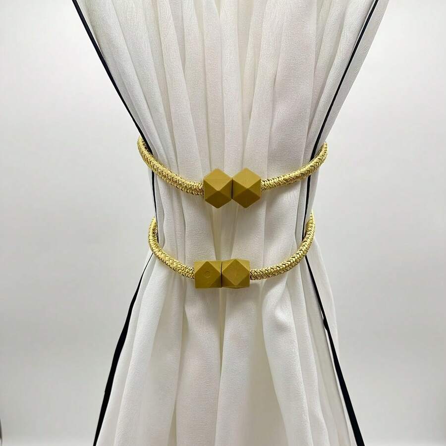 Sujetacortinas de estilo cubo minimalista moderno, broches magnéticos DIY creativos sin perforación para cortinas - aleatorio - Ver 1