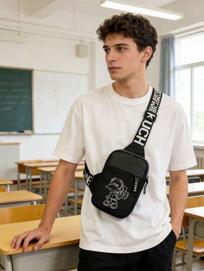 Túi đeo hông họa tiết da báo dành cho nam, túi đeo eo kiểu dáng thường ngày có khóa kéo, túi ngực tiện dụng khi đi du lịch, phong cách đường phố, sử dụng hàng ngày.