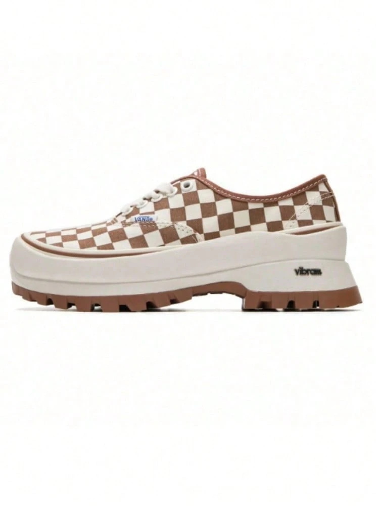 Vans男鞋女鞋Authentic Vibram DX厚底增高鞋德比鞋低筒休閒鞋情侶鞋VN0A5JLWD3M - 棕白棋盤格 - 查看 1
