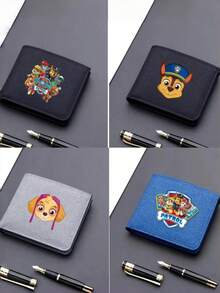 1pc Paw Patrol Cartoon Printed Short Canvas Wallet Zipper Wallet Denim New Ultra-Thin Design Birthday Gifts - Multicolor - View 4