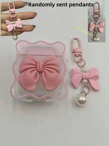 Elegant Pink Bow Earphone Case Compatible With Iphone,  1/2, New Wireless Earphone Protective Cover Compatible With  3/Pro/Pro2/4, Gift For Boyfriend/Girlfriend - Multicolor - View 9