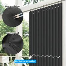 1pc Outdoor Patio High Temperature Pleated Wrinkle-Resistant Curtain, Oxford Cloth Hanging Fabric, Foldable Invisible Curtain For Doorway, Balcony Sun Shading, Room Divider - 1PC - View 7