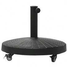 Parasol Base, 25 Kg, With Wheels, Rattan Look, For Parasols Ø38/48 Mm, Resin And Metal, Ø52 X 41 Cm - Black - View 9