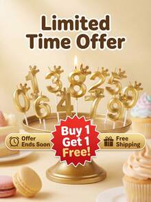 Creative Diamond Crown Numeral Birthday Candles, Suitable For Wedding Anniversary, Valentine's Day Party Decor, Luxury Shiny Autumn Home Decor, Dining Table Center Piece, And Celebration Events, Multiple Number Combinations Available - Gold - View 7