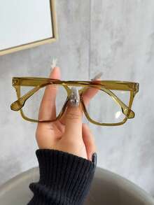 1副复古方形镜框时尚眼镜，女士素颜配饰，女士眼镜，时尚透明镜片眼镜，显脸型，优雅，独特设计，百搭 - 無色 - 查看 5