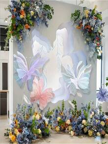 1/3 Pcs Artificial Flower Butterflies, Artificial Wedding Butterfly Decor, 3D Butterfly Wall Decor, Silk Artificial Butterflies, Wedding Decoration, Wedding Venue Decoration, Outdoor Garden Decoration, Shop Window Birthday Theme Party, Summer Decoration, Home Living Room Decoration, Garland Decoration, Large Flower Decoration, Table Centerpiece Decoration, Courtyard Balcony Decoration, Wall Decoration, Gift. - Multicolor - View 6
