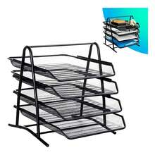 Vmingo Metal Mesh Tray Organizer Office Documents 4 Levels - Black - View 10