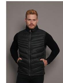 Men's Double-Sided Puffer Vest With Zipper For Winter - Verde militar - Ver 9