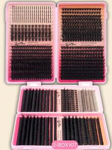 Fengxiu Eyelash 1盒/2盒 640片/1280片 假睫毛簇套装,单片睫毛,D/DD卷度,0.35-0.63英寸效果,DIY假睫毛,50D+80D+100D+120D混合密度,自然蓬松浓密,0.07毫米仿貂毛,适用于圣诞节、万圣节、派对、日常佩戴,必备美妆工具,美容健康,节日魅力美妆,睫毛簇,单片睫毛,假睫毛 - D - 查看 10