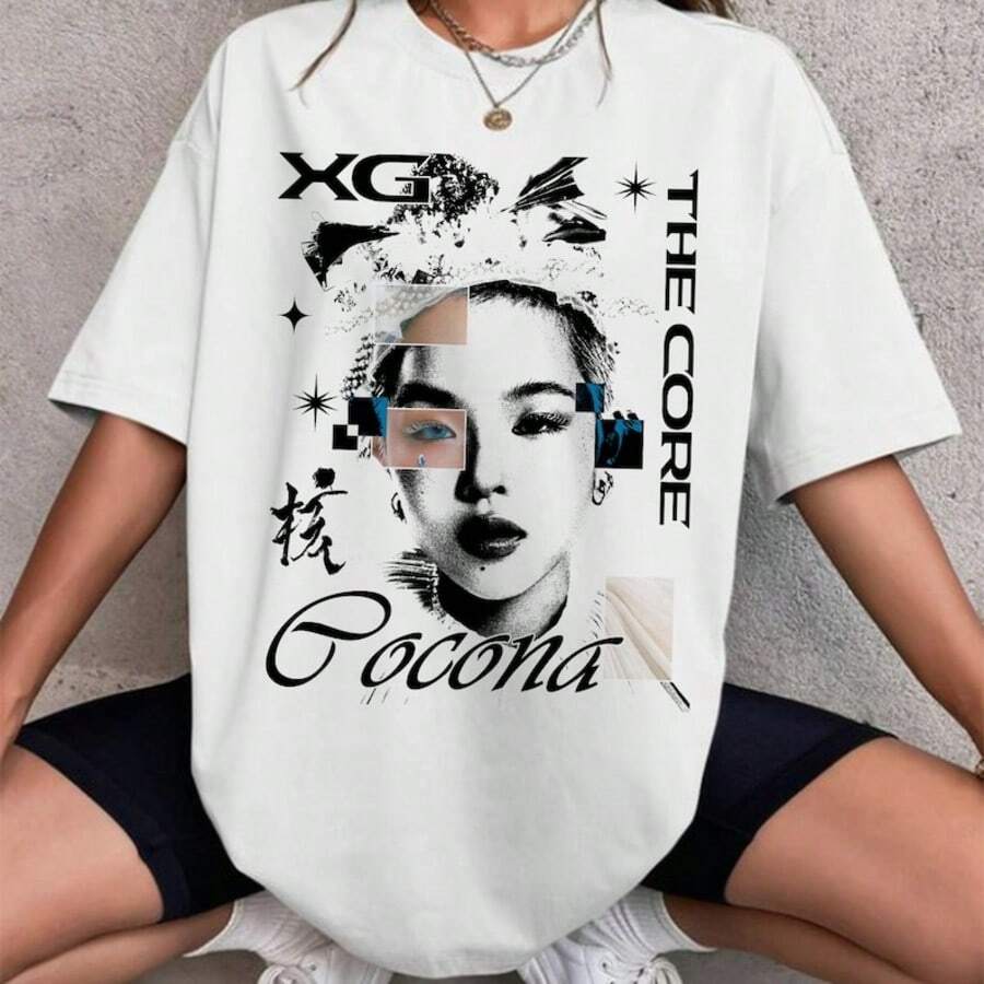 Cocona XG Kpop Graphics T-Shirt, XG The Core World Tour Shirt, XG The Core Shirt, Xg Hypnotize Shirt - White - View 1