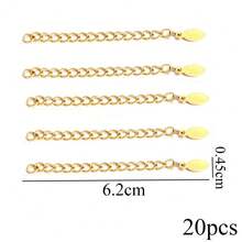 20pcs Stainless Steel Round, Square, Oval Shaped Extender Chain Connectors, Suitable For DIY Bracelet, Necklace And Other Jewelry Making - Yellow Gold - View 7