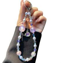 LY&SASIF Pe Charm With Crtal/Handpainted Bead, Kawaii Hands-Free Wrist Strap For Women Girl, Water Brick Cartoon Cat Head Mobile Pe Chain, Luxury Bling Diamond Glitter Beaded, Pe Lanyard,44504731 - Hồng - Xem 1