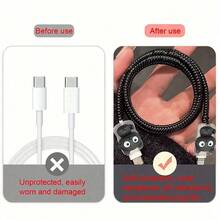 3个装波浪猫TPU线缆保护套，耐用ABS材质线缆套管，兼容苹果18W/20W充电器，保护充电线免受损坏 - 彩色 - 查看 3