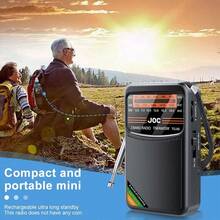 SENBOWE 便携式应急收音机，FM/AM/SW 收音机，接收效果极佳，电池供电，迷你便携式扬声器收音机，可充电，带高清显示屏，适合室内/室外散步、慢跑、健身等场合，500mAh 电池 - 彩色 - 查看 7