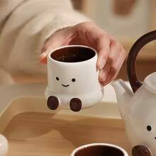 Cute 3D Foot & Smiling Face Ceramic Tableware Set, Espresso Coffee Cup & Multipurpose Bowl For Rice, Yogurt, Oatmeal & Breakfast, Adorable Home Kitchen Drinkware, All Occasion Gift - Multicolor - View 11