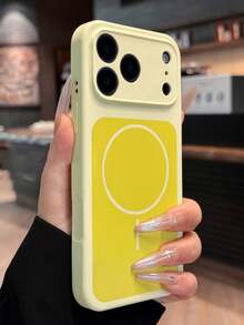 奢華漸層液態矽膠磁吸無線充電手機殼，適用於 iPhone 17 ProMax 17 Pro 17 16 15 14 13 Pro Max，純色防震保護套 - 乳黃色 - 查看 5