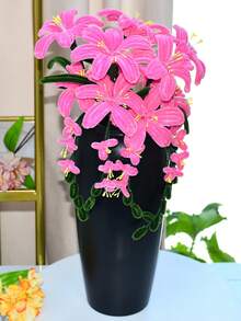 1 pièce Branche de lys rose simulée, design de branche de fleur à gland à la mode. Fleur artificielle, cadeau de fête des mères. Arrangement floral créatif, convient pour la décoration de mariage, le remplissage de vase, la décoration de vacances, de bureau à domicile. - Rose bonbon - Voir 6