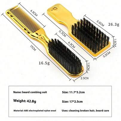 Professional Hair Cleaning Beard Brush Sets For Men Double-Side Haircut Barber Salon Styling Comb 2PCS Hairdressing Styling Tool