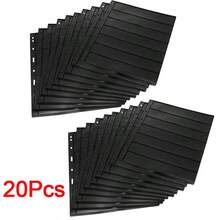 Double Sided Stamp Album Stock Pages Sheets With 9 Binder Holes 7 Strips - Black - View 11