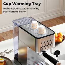 Espresso Machine 20 Bar Woth Milk Frother, 57OZ Removable Water Tank & Hot Water - Silver - View 2